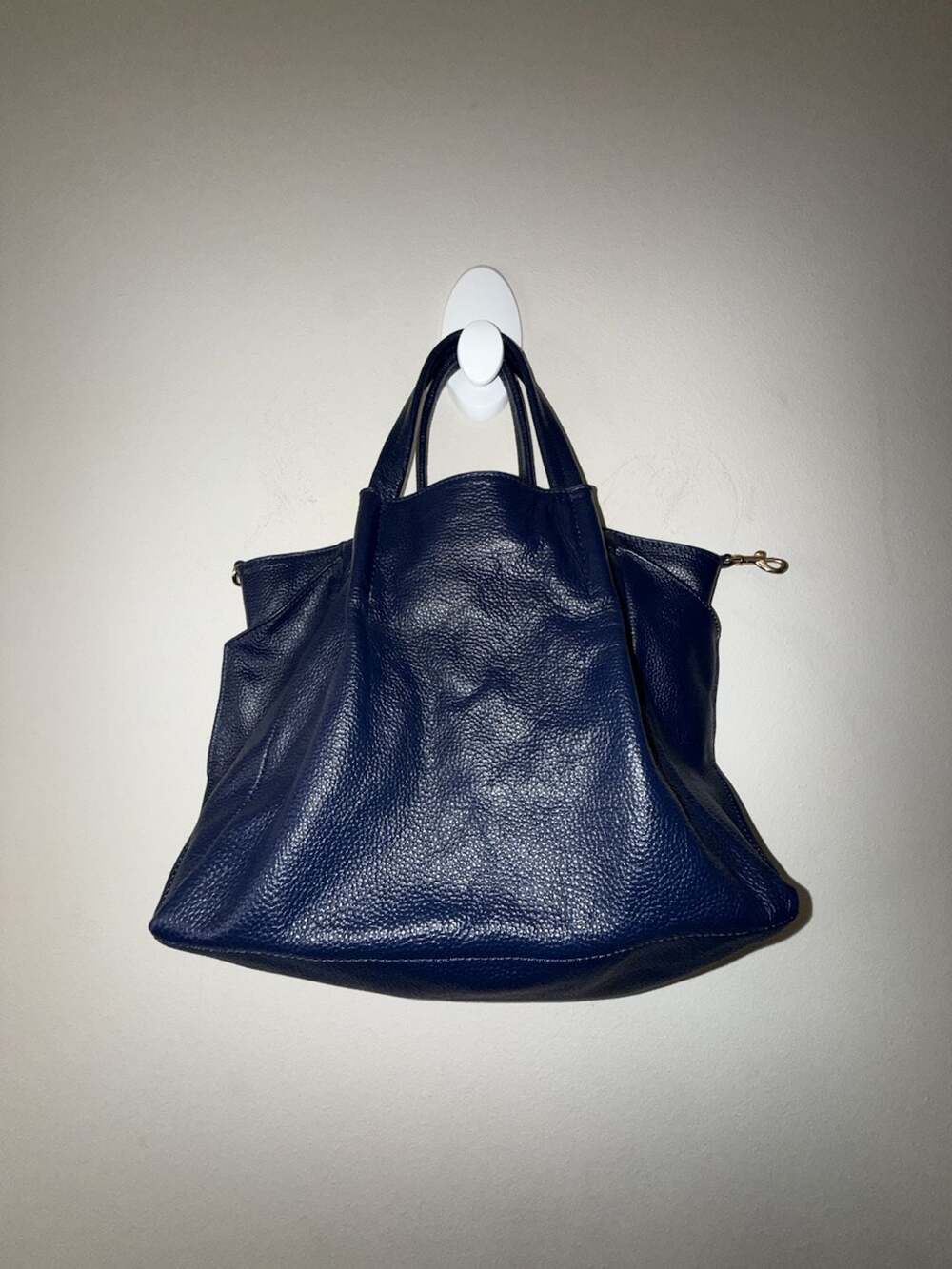 Oliver Blue Pebbled Leather Navy Blue Tote Shoulder Bag